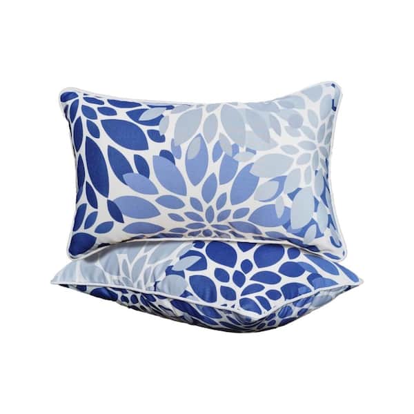 Blue Rectangular Outdoor Bolster Pillow with Inserts 2-Pack