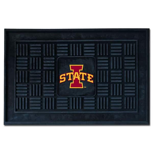 FANMATS NCAA Iowa State University Black 19.5 in. x 31.25 in. Outdoor Vinyl Medallion Door Mat