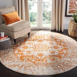 Madison Orange/Ivory 4 ft. x 4 ft. Round Area Rug