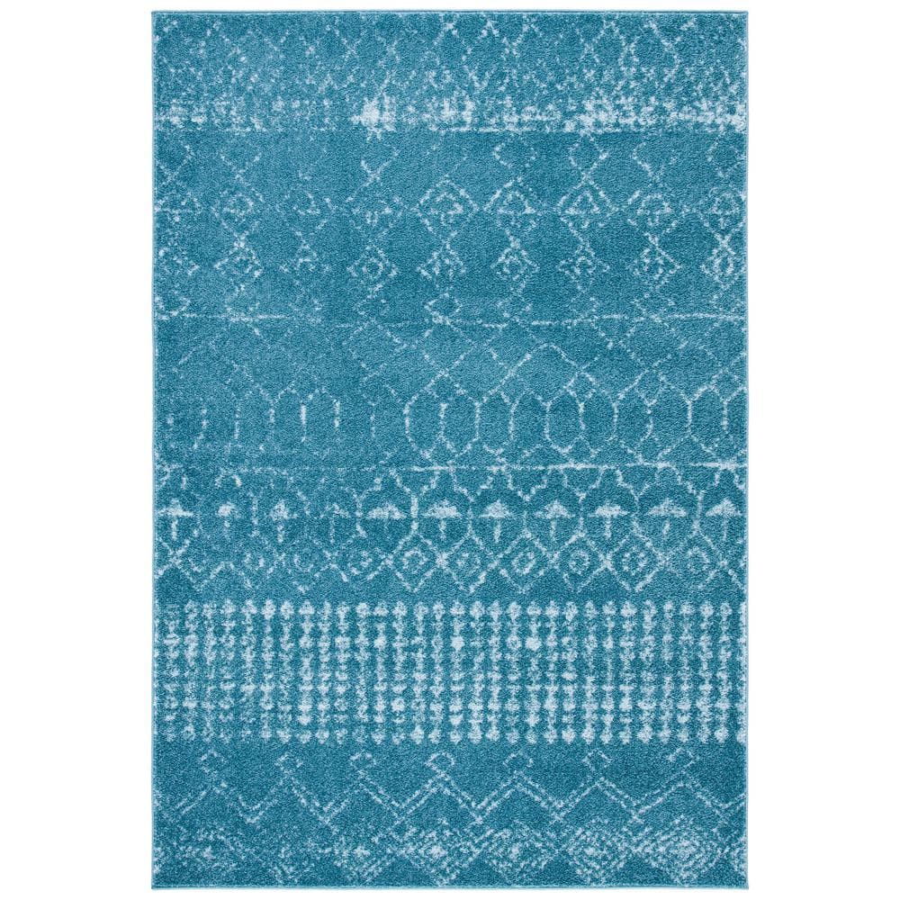 Reversible Turquoise/Blue Synthetic 8' x 10' Hand-knotted Area Rug