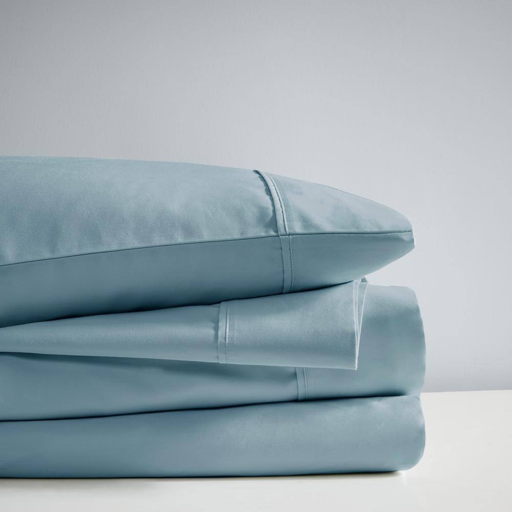 California King Blue Cotton Blend Cooling Sheet Set