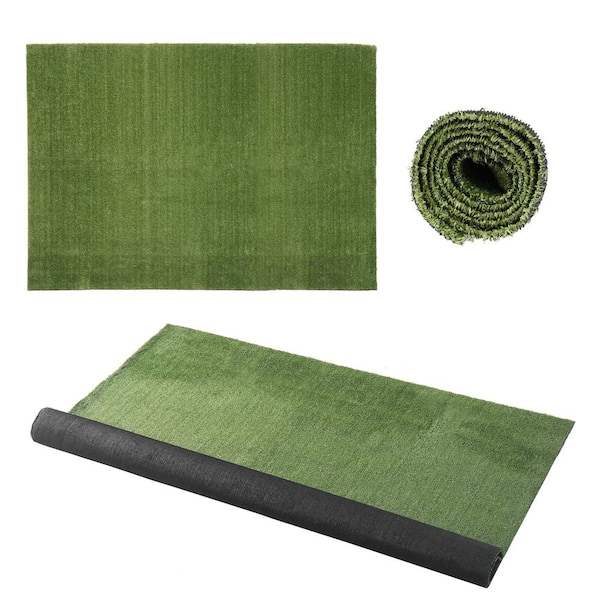 FUFU&GAGA 6.5 ft. x 9.8 ft. Green Artificial Grass Sod Rug Outdoor