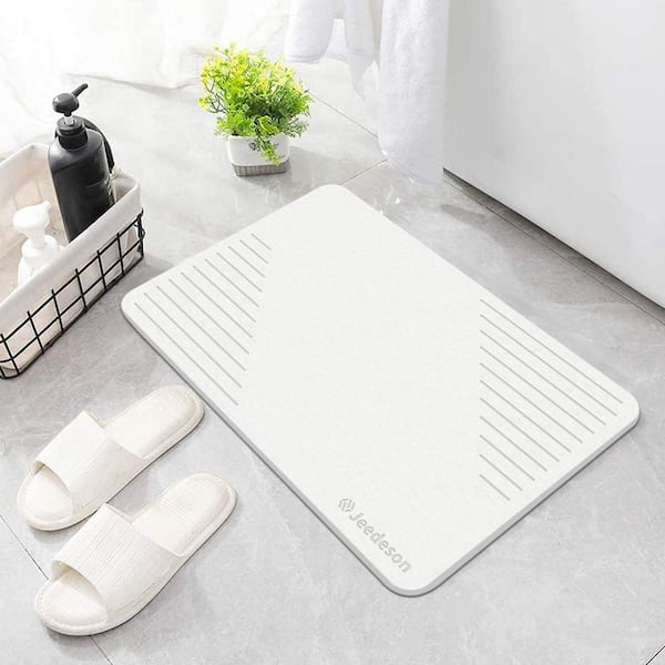 Light Gray Stone Bath Mat, Fast Drying, Anti-Slip Stone Bath Mat, 15.4 in. x 23.6 in. Diatomaceous Earth Bathroom Mat