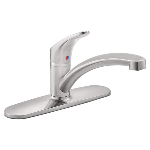 American Standard Colony Pro Single-Handle Standard Kitchen Faucet with Spray Thru and Deck Plate in Stainless Steel