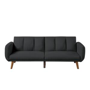 Black Polyfiber Vertical Tufting Adjustable Sofa Sleeper