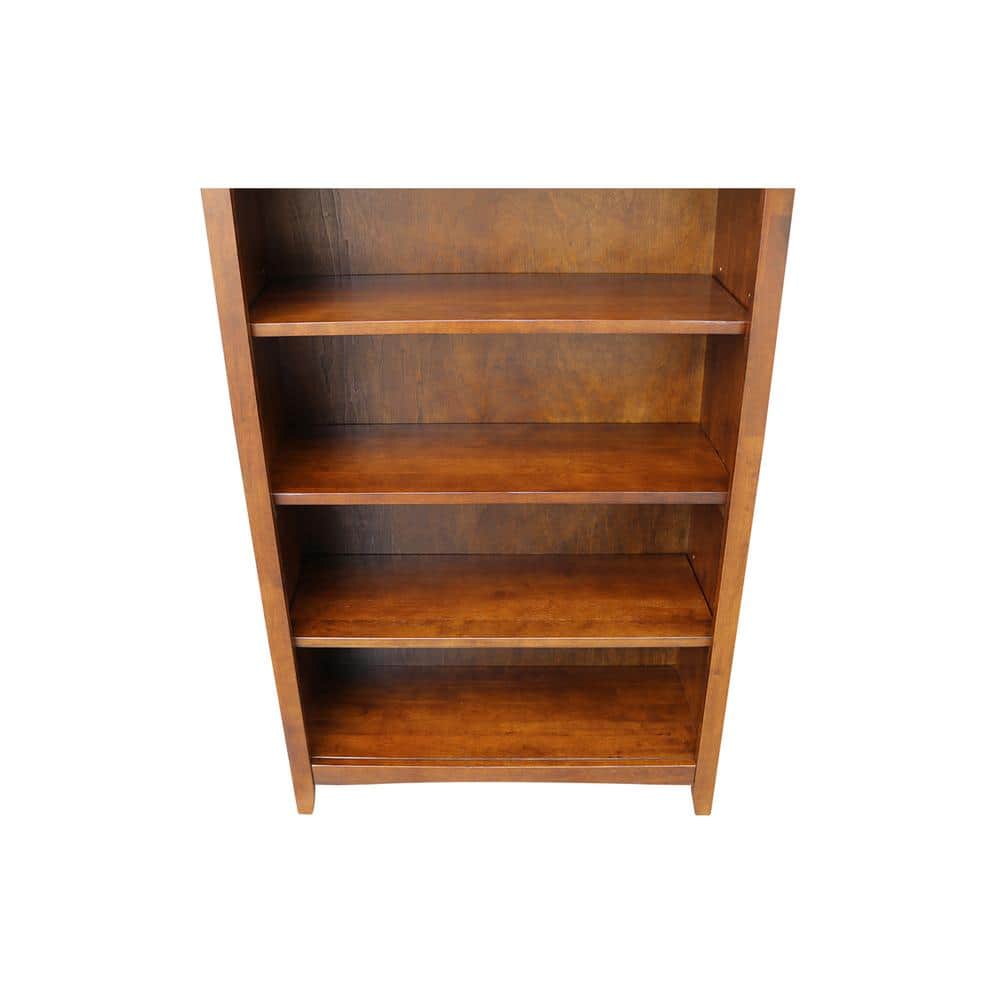 48" Espresso Stained Rubberwood Adjustable Shelf Bookcase