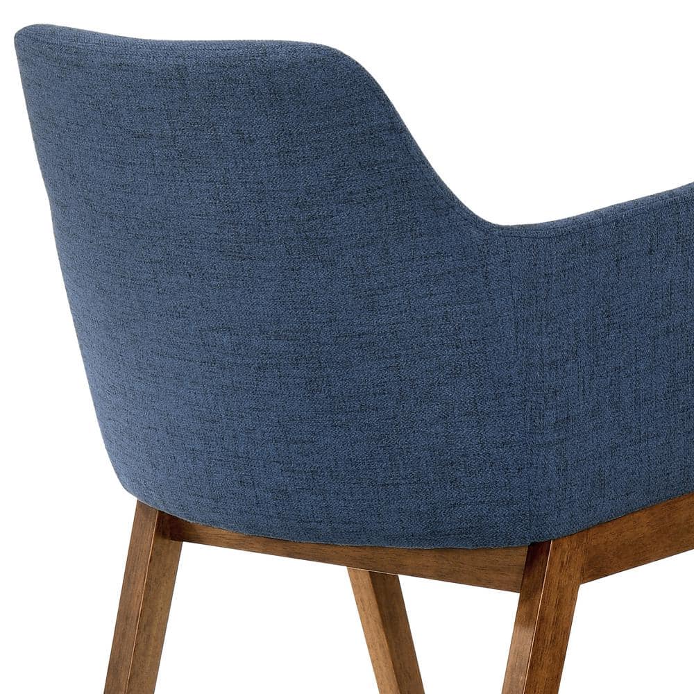Blue Upholstered Wood Arm Chairs Set of 2