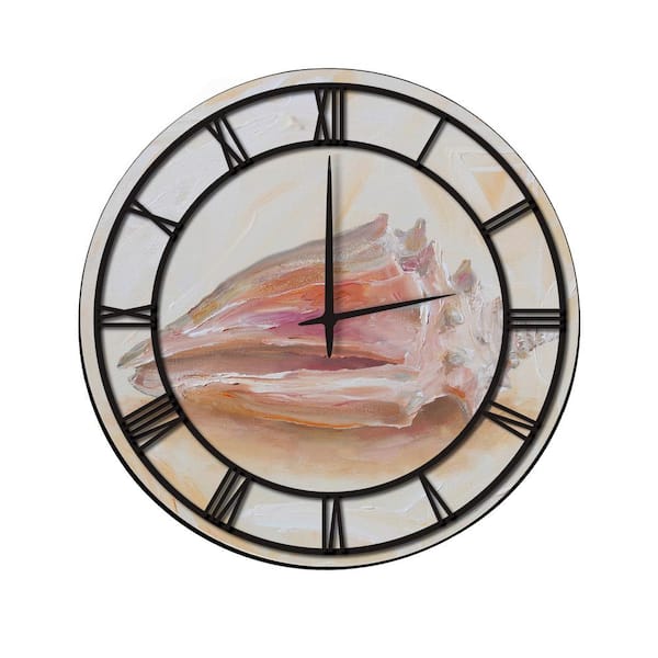 Unbranded "Sea Shell #2" Full Coverage Art and Black Numbers Imaged Wall Clock