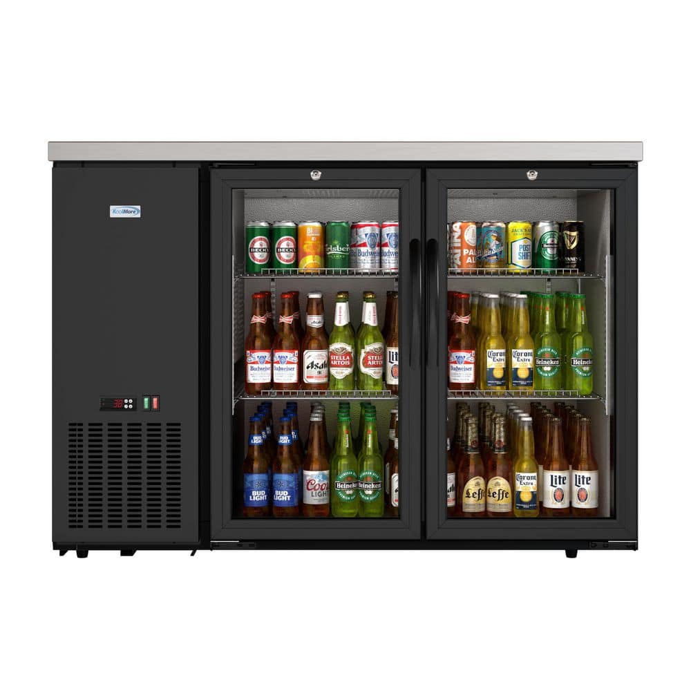 47 in. Commercial Back Bar Cooler with Side Compressor and LED Lighting, 11 cu. ft. Capacity in Black