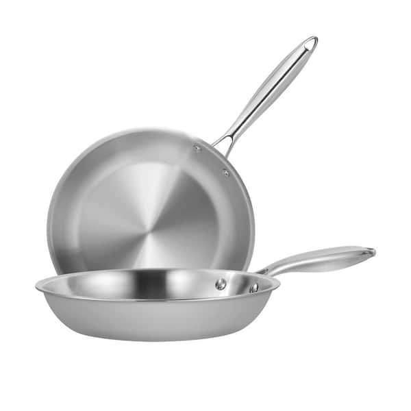 Bunpeony 2-Piece 9.5 in. and 11 in. Tri-Ply Stainless Steel Nonstick Open Frying Pans