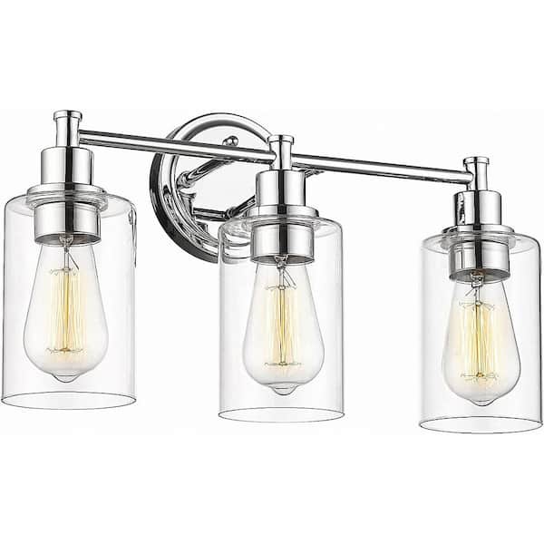 YANSUN 20 in. 3-Light Silver Vanity Light with Minimalist Design