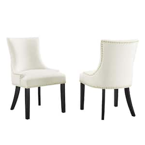 Marquis White Performance Velvet Nailhead Trim Dining Side Chairs (Set of 2)