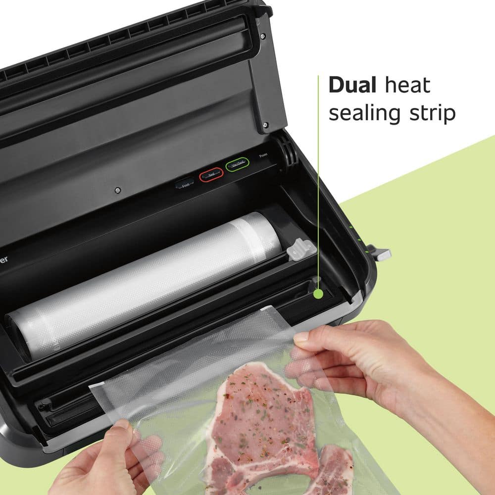 Black Stainless Steel 2-in-1 Food Vacuum Sealer with Bag Cutter