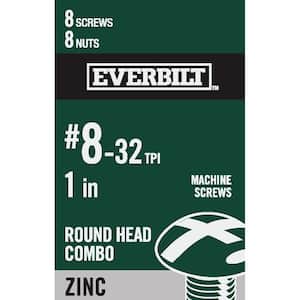 #8-32 x 1 in. Combo Round Head Zinc Plated Machine Screw (8-Pack)