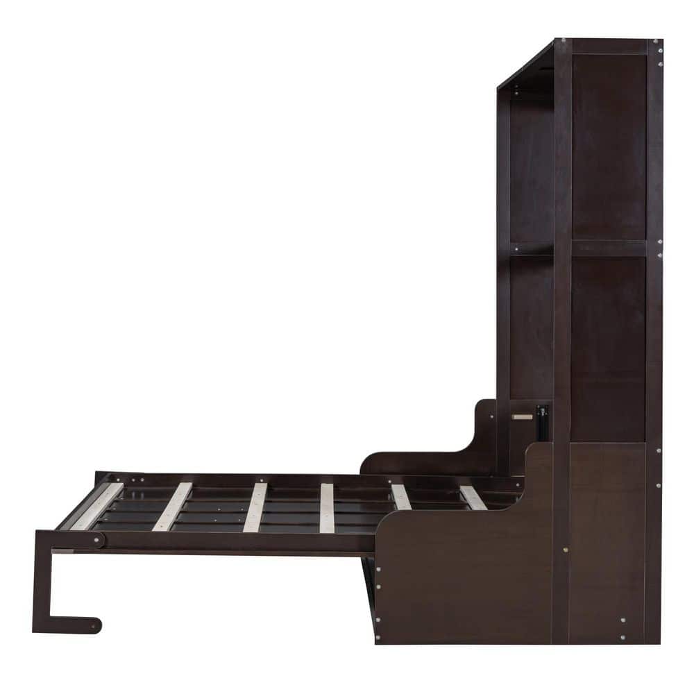 White Wood Frame Queen Size Murphy Bed, Wall Bed with Cushion, Folded Into a Cabinet with 2-Seat Chair, Headboard - thumbnail 3