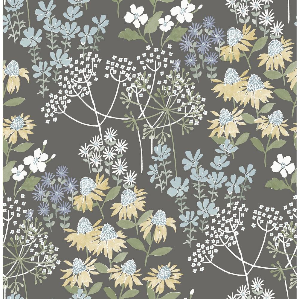 Grey Floral Non-Pasted Washable Wallpaper Roll