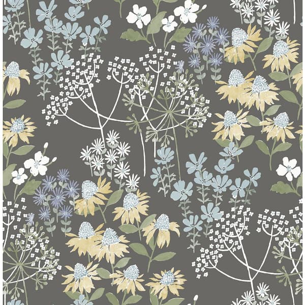 A-Street Prints Cultivate Springtime Blooms Grey Nonpasted Non Woven Wallpaper Sample