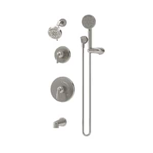 Elm Wall Mounted 2-Handle Tub and Shower Trim Kit with Hand Shower in Satin Nickel (Valve Not Included)