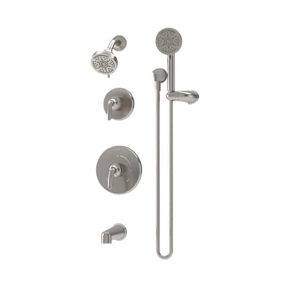 Symmons Elm Wall Mounted 2-Handle Tub and Shower Trim Kit with Hand Shower in Satin Nickel (Valve Not Included)