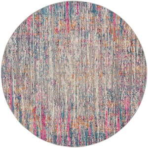 Passion Ivory Multicolor 10 ft. x 10 ft. Abstract Contemporary Round Area Rug