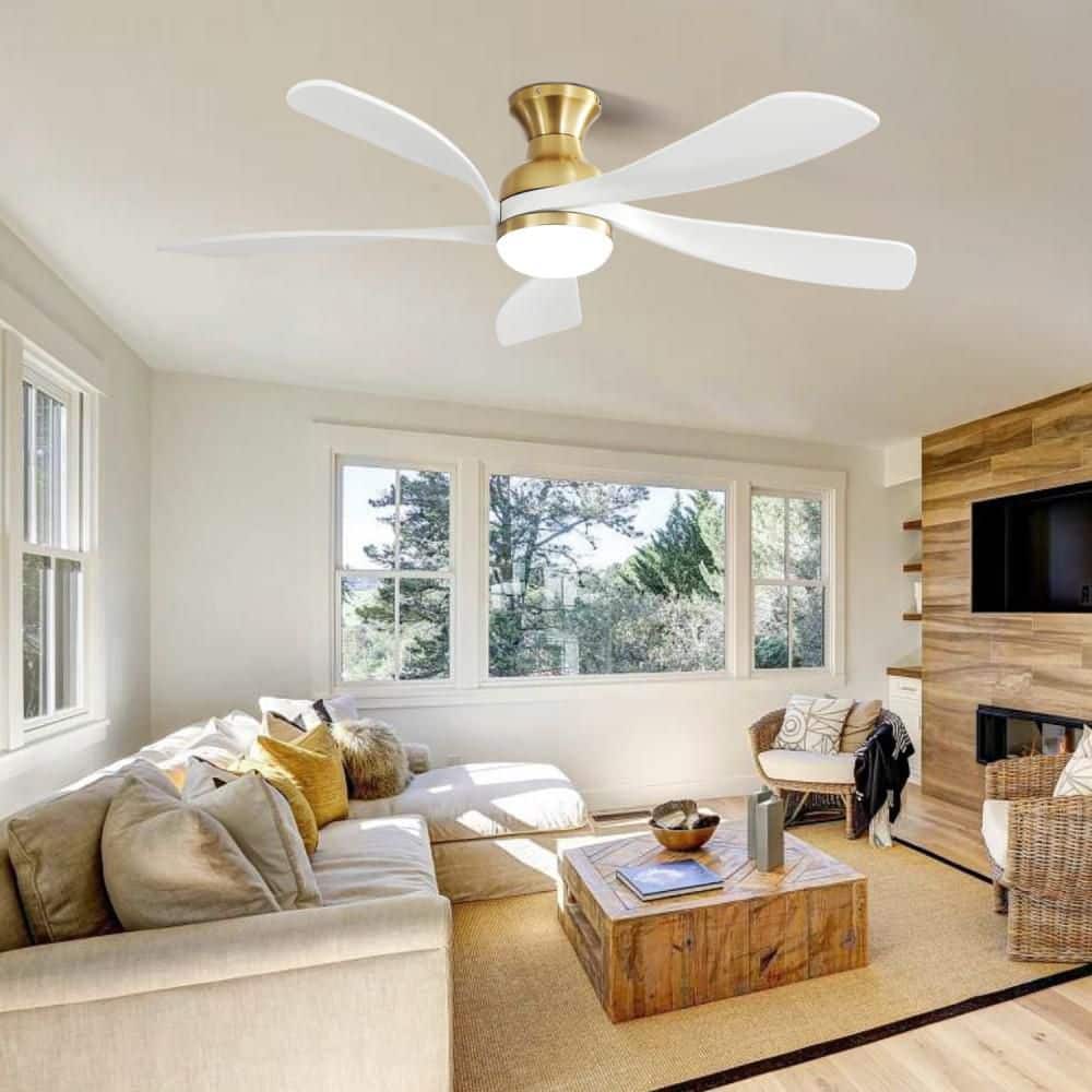 52 in. Indoor Gold Standard Flush Mount Ceiling Fan with Integrated LED and Remote Control price history on PriceWatchPro