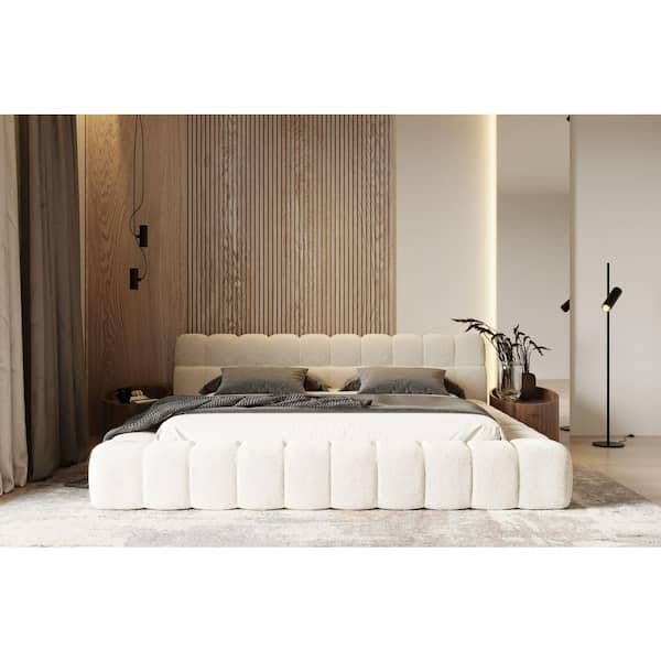 Divani Casa Tyree Modern White Wood Frame Queen Platform Bed