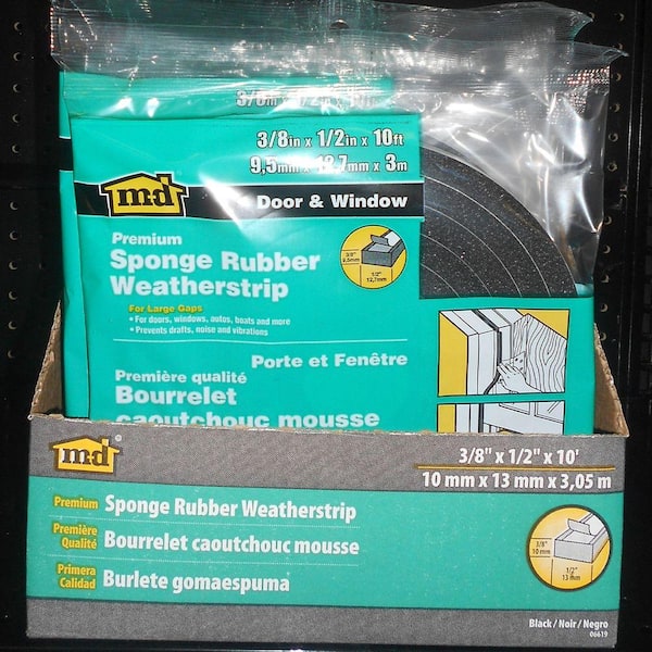 M-D Building Products 3/8 in. x 1-1/4 in. x 10 ft. Black Sponge Window Seal  for Ex-Large Gaps 43154 - The Home Depot