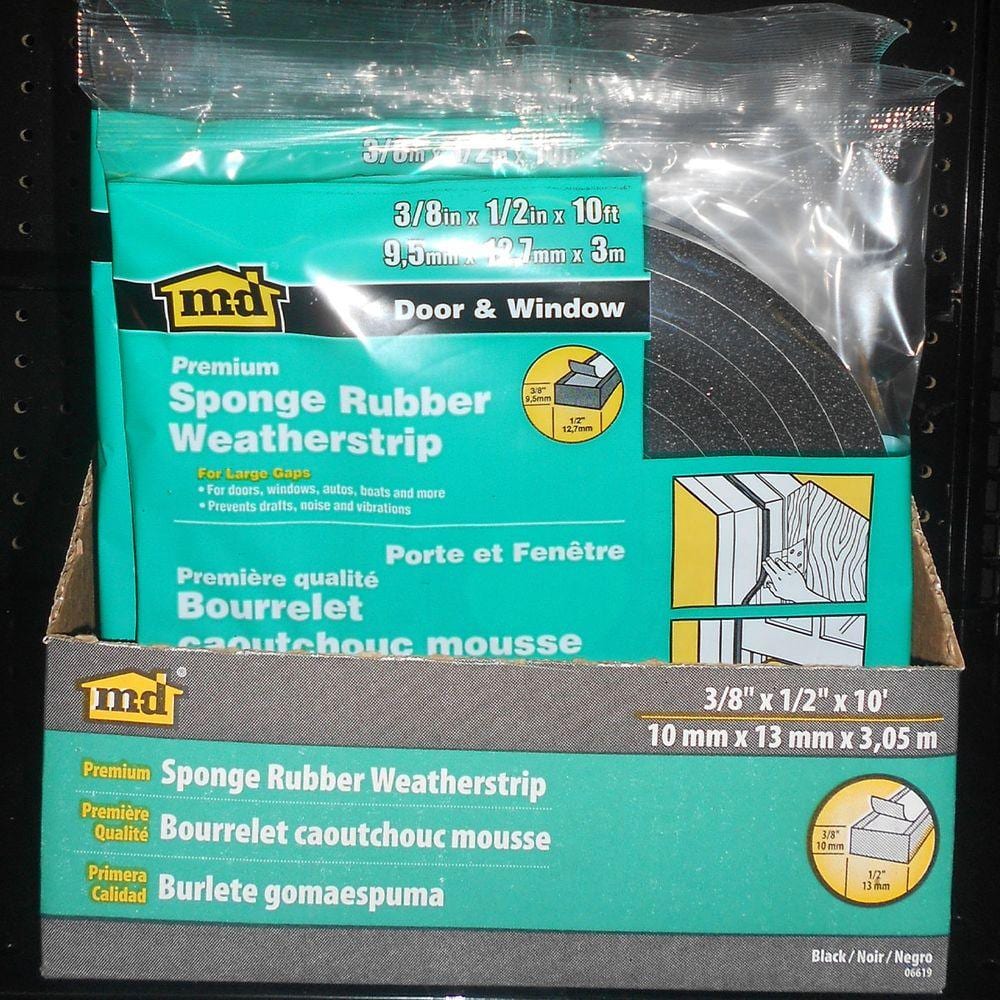 Buy 1/2 in. x 10 ft. Black Sponge Rubber Foam Weatherstrip Tape Online