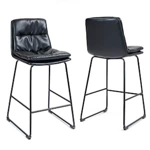 Bauer 30 in. Black Metal Bar Stool with Faux Leather Seat 2 (Set of Included)