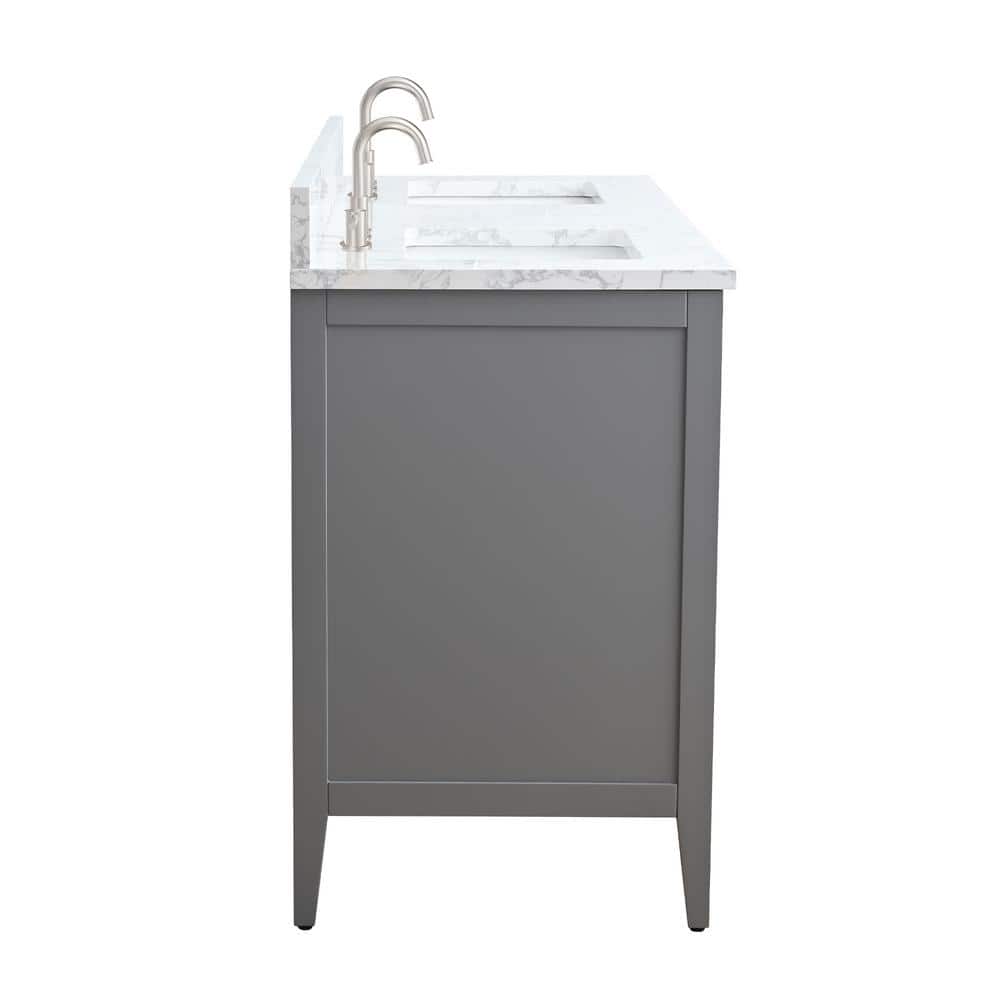 72'' Cashmere Gray Double Bathroom Vanity with Marble Top