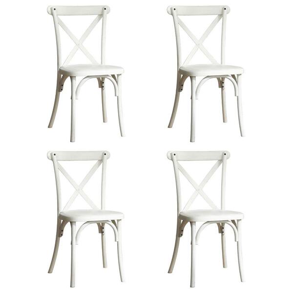 Angel Sar Lime White X-Back Resin Outdoor Dining Chair (Set of 4)