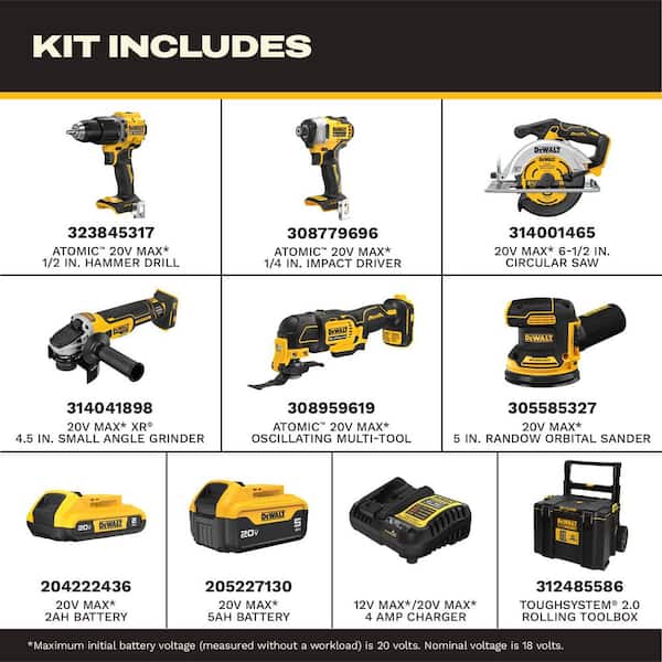 tool combo kit dewalt atomic 20v max brushless