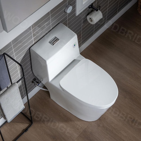 Aoibox 1-Piece 1.1/1.6 GPF Elongated Dual Flush Water saving Toilet in.  White, Seat Included SNMX410 - The Home Depot