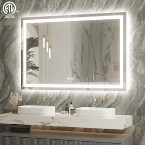 59 in. W x 40 in. H Rectangular Tempered Glass Frameless Anti-Fog Dimmable Wall Mounted Bathroom Vanity Mirror