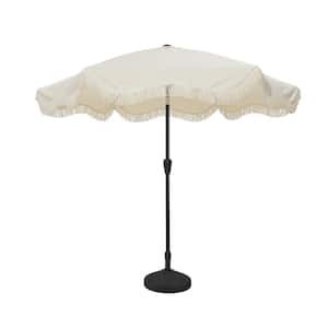 9 ft. Unique Design Crank Design Outdoor Market Umbrella in Milky White with Full Fiberglass Rib and Base