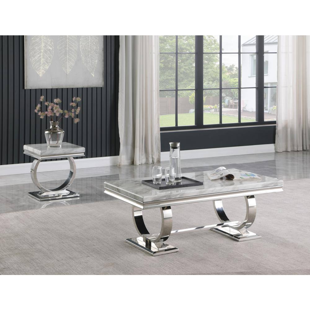 Lexington Square Faux Marble and Steel End Table