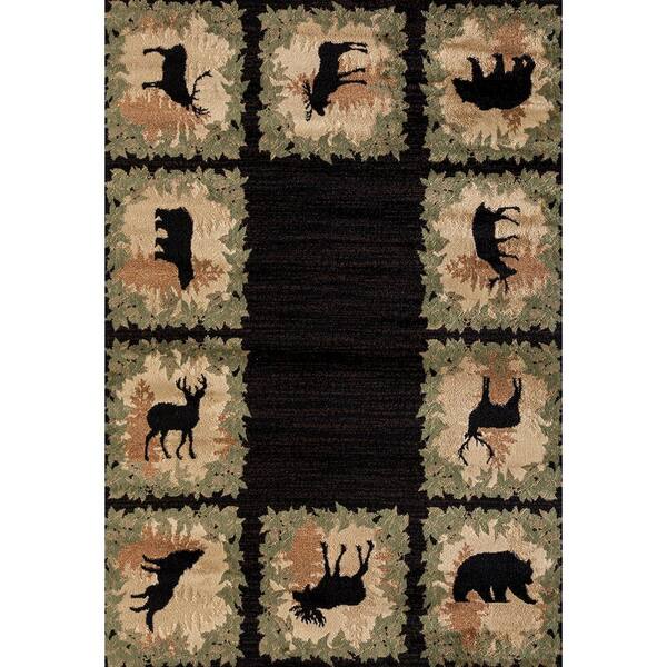 United Weavers Woodside Woodsman Border Black 7 ft. 10 in. x 10 ft. 6 in. Area Rug