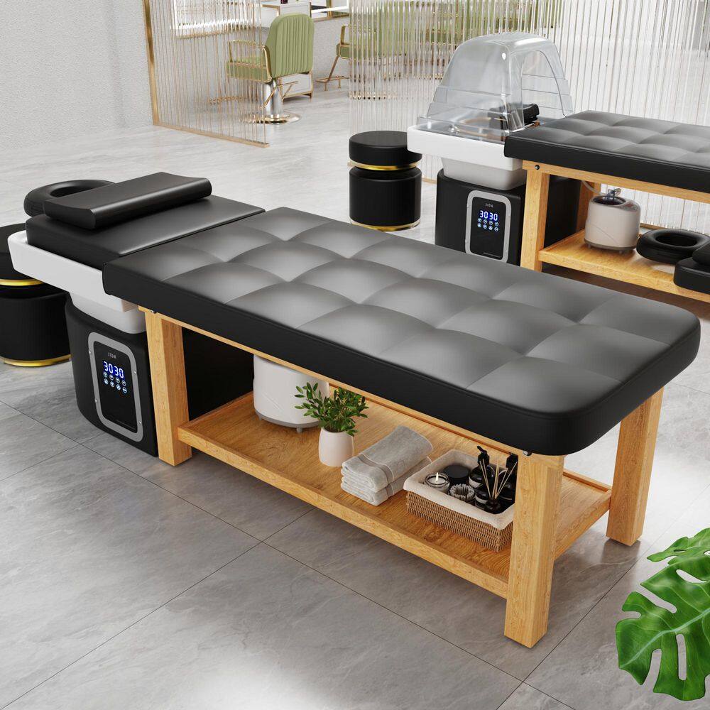 82 in. Black PU Leather Stationary Head Spa Massage Table with Water Cycle and Steam-Wood Frame price history on PriceWatchPro