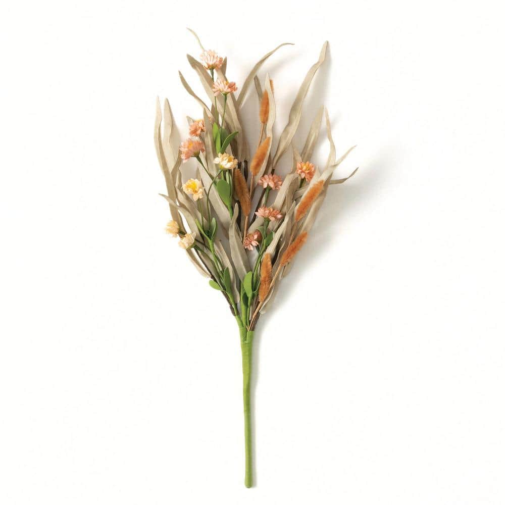 19" Harvest-Hued Silk Grass and Bunny Tail Pick