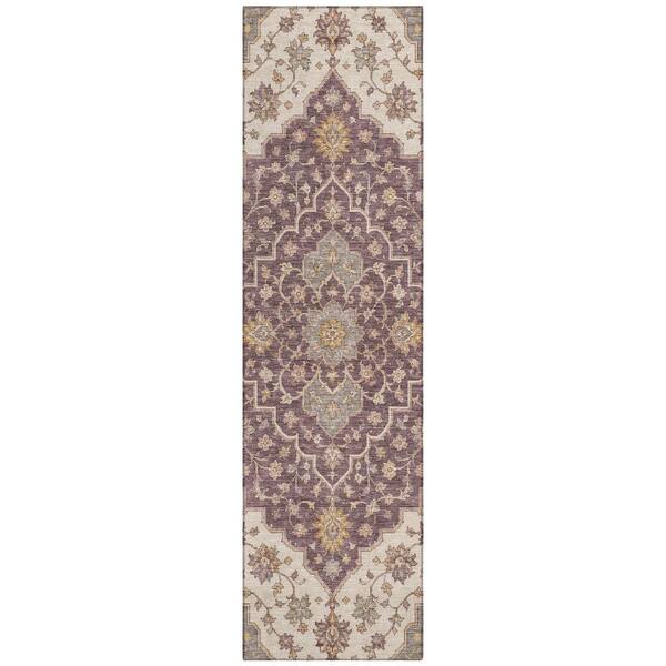 Chantille Machine Washable Indoor/Outdoor Abstract ACN3134 Plum 2 ft. x 7 ft. Runner Rug