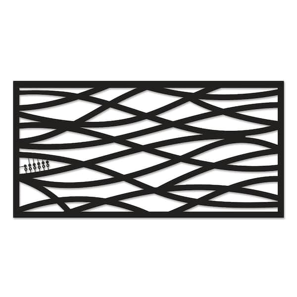 GRID AXCENTS Wave 48 in. x 24 in. Black Polypropylene Multi-Purpose Decorative Panel