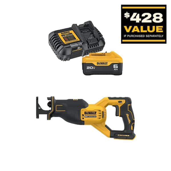 20V MAX XR Lithium-Ion Cordless Brushless Reciprocating Saw with 6.0 Ah Battery Pack and Charger Kit