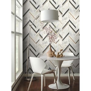Marble Chevron Paper Strippable Wallpaper (Covers 56.9 sq. ft.)