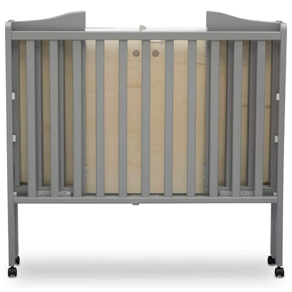 Delta Children Portable Folding Crib Grey with Mattress 4470 026 The Home Depot