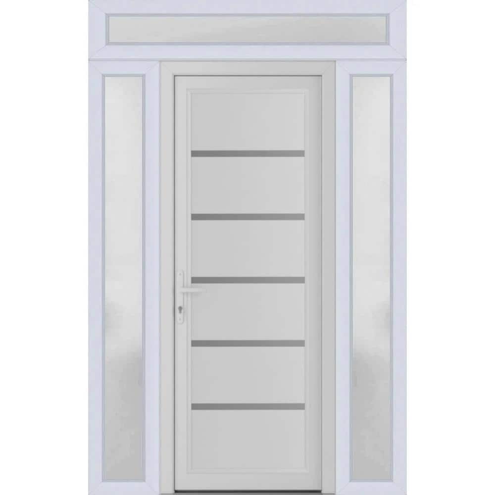 68 in. x 80 in. Right-Hand/Inswing Frosted Glass White Silk Steel Prehung Front Door with Hardware price history on PriceWatchPro