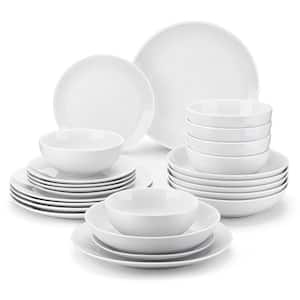 Amelia 24-Piece White Porcelain Dinnerware Set, Service For 6