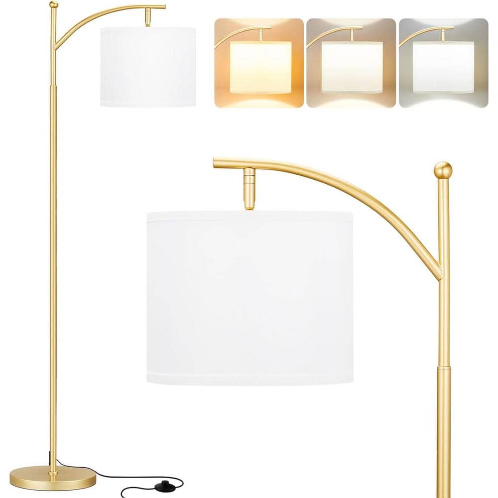 Etokfoks 61.8 in. Gold and White 1Light Dimmable Standard Floor Lamp