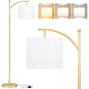 61.8 in. Gold and White 1-Light Dimmable Standard Floor Lamp for Living Room, Bedroom, Office, Classroom and Dorm Room