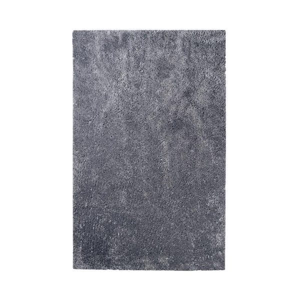 Berlin Grey 4 ft. x 6 ft. Solid Plush Shag Indoor Area Rug