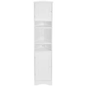 14.60 in. W x 9.70 in. D x 66.90 in. H White Linen Cabinet Corner Cabinet with Two Doors and Adjustable Shelves